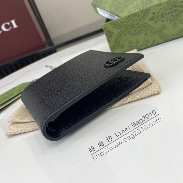 Gucci專櫃古馳最新款Marmont系列皮革雙折錢包男士短夾 jh2419型號：428726